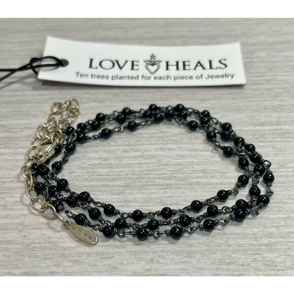 Love Heals Black Spinel Wire Wrapped 18" Necklace w/ 3.5" Ext LH72 - Picture 1 of 12